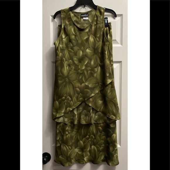 Vintage Positive Attitude 2pcs Set Skirt & Blouse Floral Sage Sz 14 Petite - Picture 2 of 8
